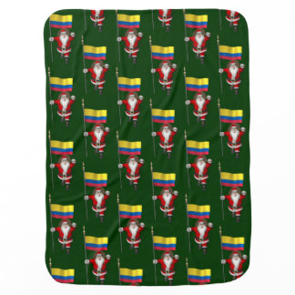 Santa Claus With Ensign Of Colombia Swaddle Blanket
