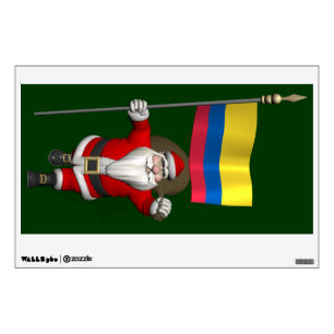 Santa Claus With Ensign Of Colombia Wall Sticker