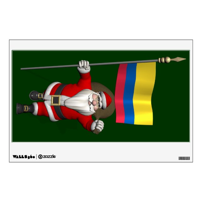 Santa Claus With Ensign Of Colombia Wall Sticker (Front)