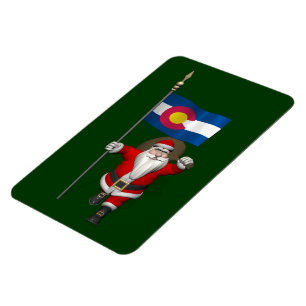 Santa Claus With Ensign Of Colorado Magnet