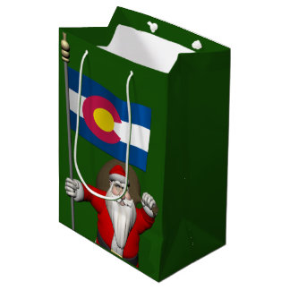 Santa Claus With Ensign Of Colorado Medium Gift Bag
