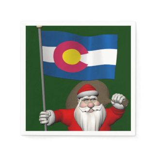 Santa Claus With Ensign Of Colorado Napkins