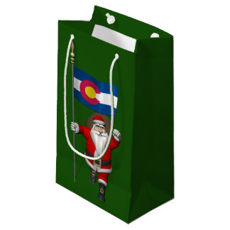 Santa Claus With Ensign Of Colorado Small Gift Bag