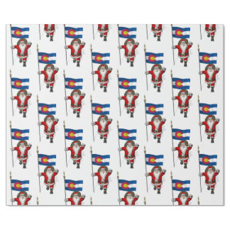 Santa Claus With Ensign Of Colorado Wrapping Paper