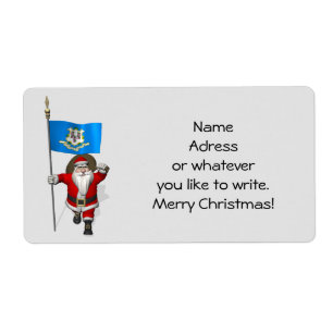 Santa Claus With Ensign Of Connecticut Label