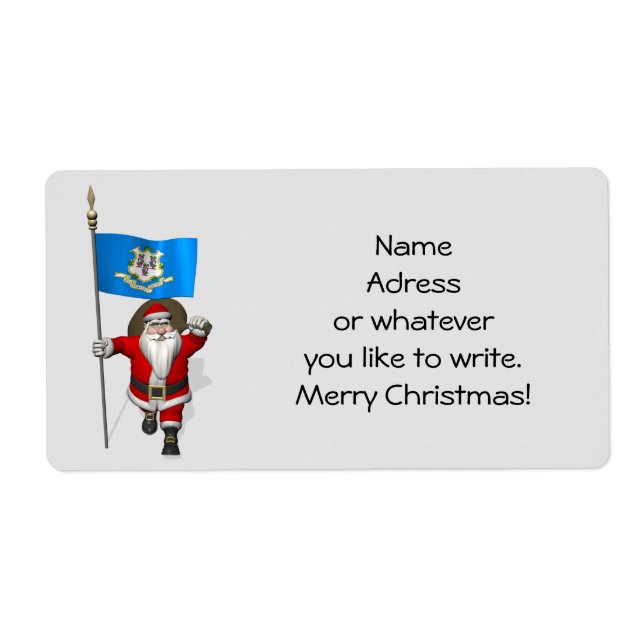 Santa Claus With Ensign Of Connecticut Label (Front)