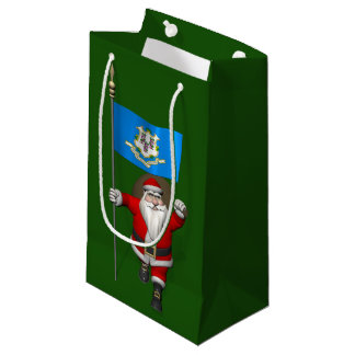Santa Claus With Ensign Of Connecticut Small Gift Bag