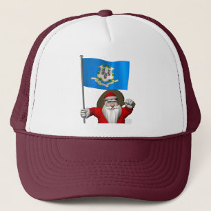 Santa Claus With Ensign Of Connecticut Trucker Hat