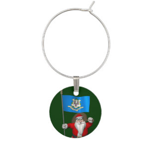 Santa Claus With Ensign Of Connecticut Wine Charm
