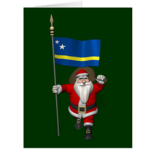 Santa Claus With Ensign Of Curaçao Cards