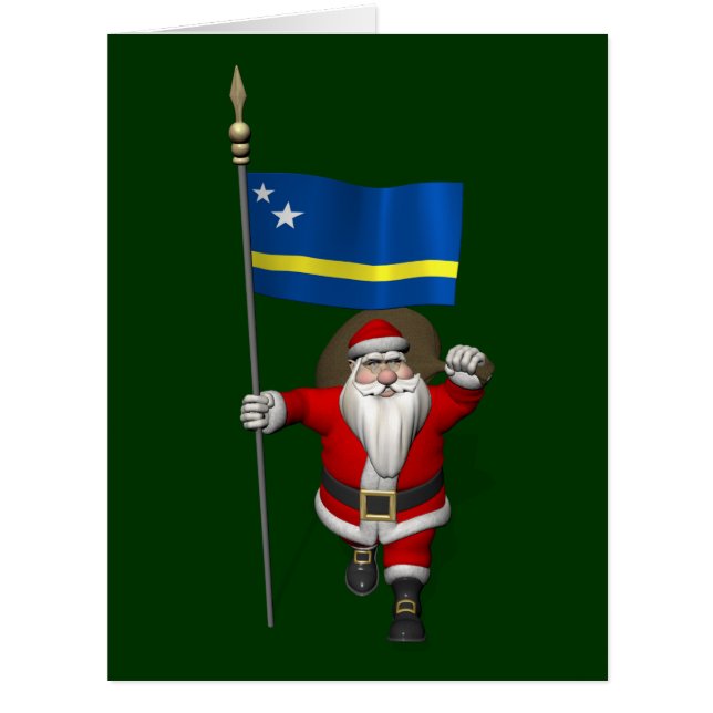 Santa Claus With Ensign Of Curaçao Cards (Front)