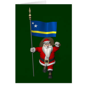 Santa Claus With Ensign Of Curaçao Cards