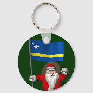 Santa Claus With Ensign Of Curaçao Keychain