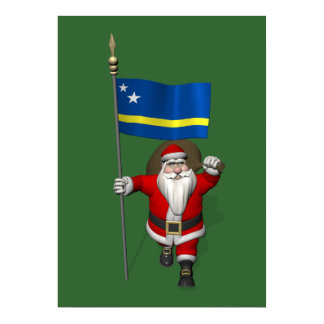Santa Claus With Ensign Of Curaçao Poster