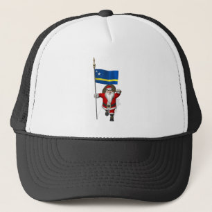 Santa Claus With Ensign Of Curaçao Trucker Hat