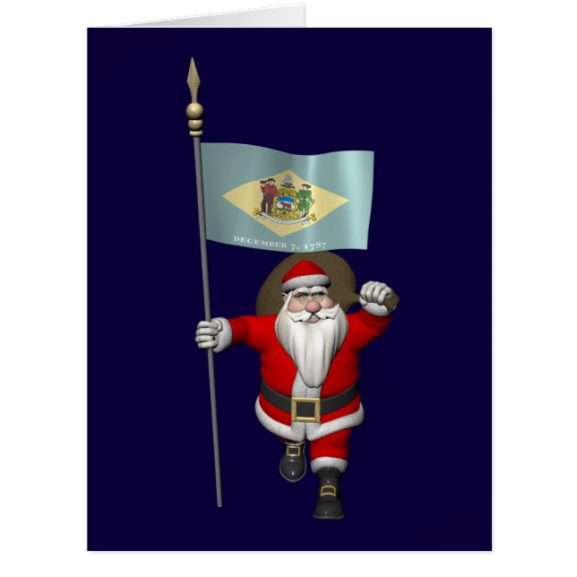 Santa Claus With Ensign Of Delaware Cards (Front)