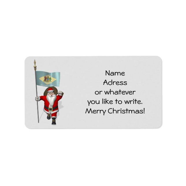 Santa Claus With Ensign Of Delaware Label (Front)