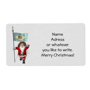 Santa Claus With Ensign Of Delaware Label