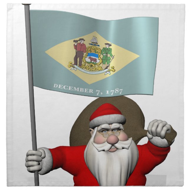 Santa Claus With Ensign Of Delaware Napkin (Front)