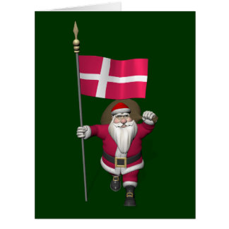 Santa Claus With Ensign Of Denmark Dannebrog