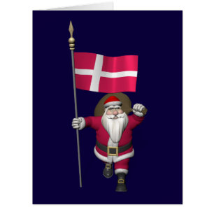 Santa Claus With Ensign Of Denmark Dannebrog Cards
