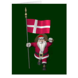 Santa Claus With Ensign Of Denmark Dannebrog Cards