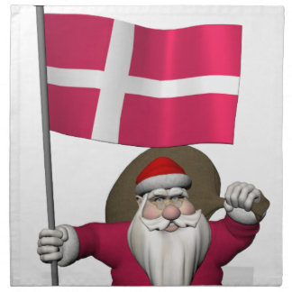 Santa Claus With Ensign Of Denmark Dannebrog Cloth Napkin