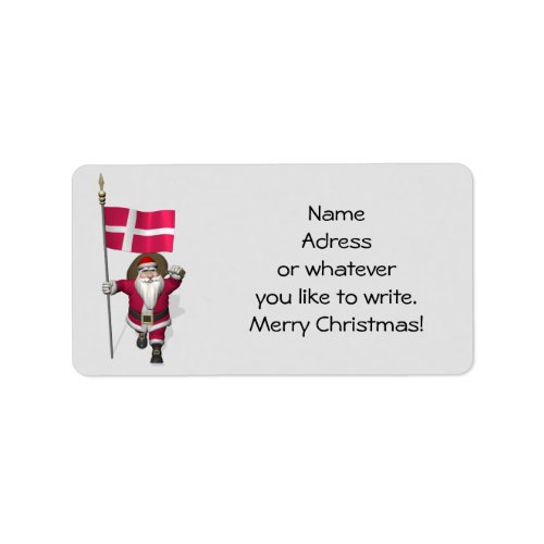 Santa Claus With Ensign Of Denmark Dannebrog Label