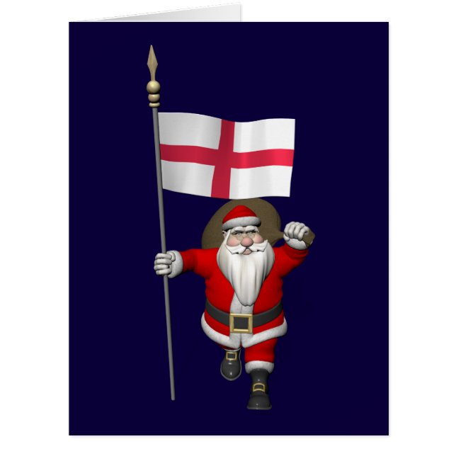 Santa Claus With Ensign Of England Cards (Front)