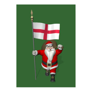 Santa Claus With Ensign Of England Poster
