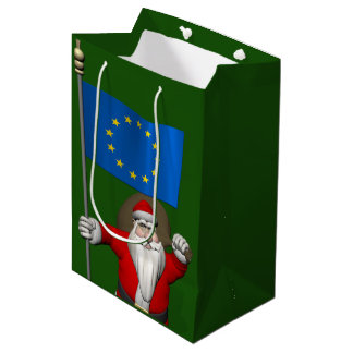 Santa Claus With Ensign Of European Union Medium Gift Bag