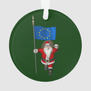 Santa Claus With Ensign Of European Union Ornament