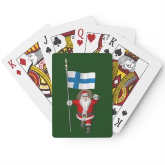 Santa Claus With Ensign Of Finland Poker Cards