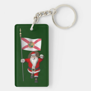 Santa Claus With Ensign Of Florida Keychain