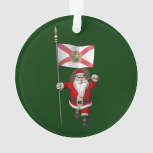 Santa Claus With Ensign Of Florida Ornament