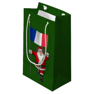 Santa Claus With Ensign Of France Small Gift Bag