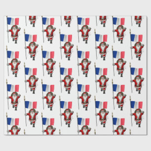Santa Claus With Ensign Of France Wrapping Paper