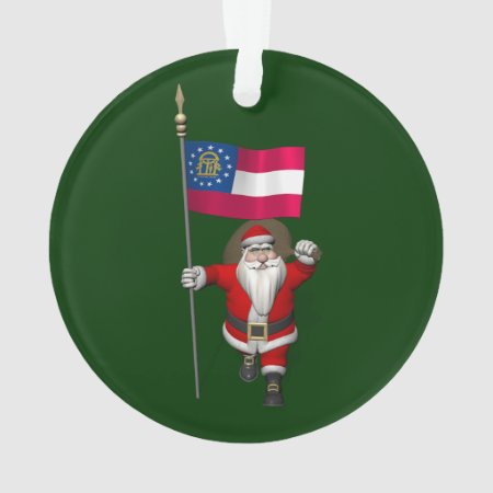 Santa Claus With Ensign Of Georgia Ornament