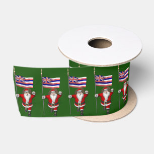 Santa Claus With Ensign Of Hawaii Satin Ribbon