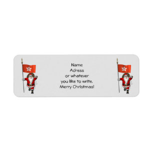 Santa Claus With Ensign Of Hong Kong Label