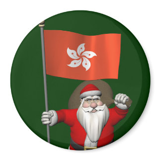 Santa Claus With Ensign Of Hong Kong Magnet
