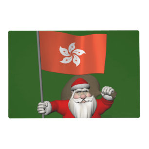 Santa Claus With Ensign Of Hong Kong Placemat