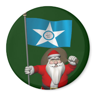 Santa Claus With Ensign Of  Houston Magnet