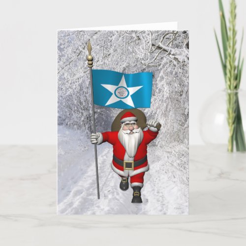 Santa Claus With Ensign Of  Houston TX Holiday Card