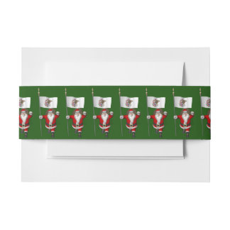 Santa Claus With Ensign Of Illinois Invitation Belly Band