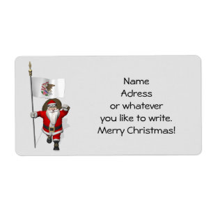Santa Claus With Ensign Of Illinois Label