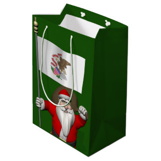 Santa Claus With Ensign Of Illinois Medium Gift Bag
