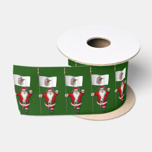 Santa Claus With Ensign Of Illinois Satin Ribbon