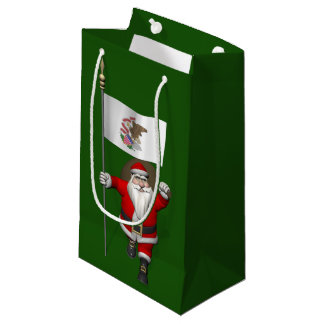 Santa Claus With Ensign Of Illinois Small Gift Bag