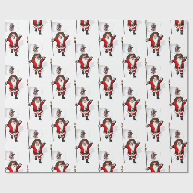 Santa Claus With Ensign Of Illinois Wrapping Paper (Flat)